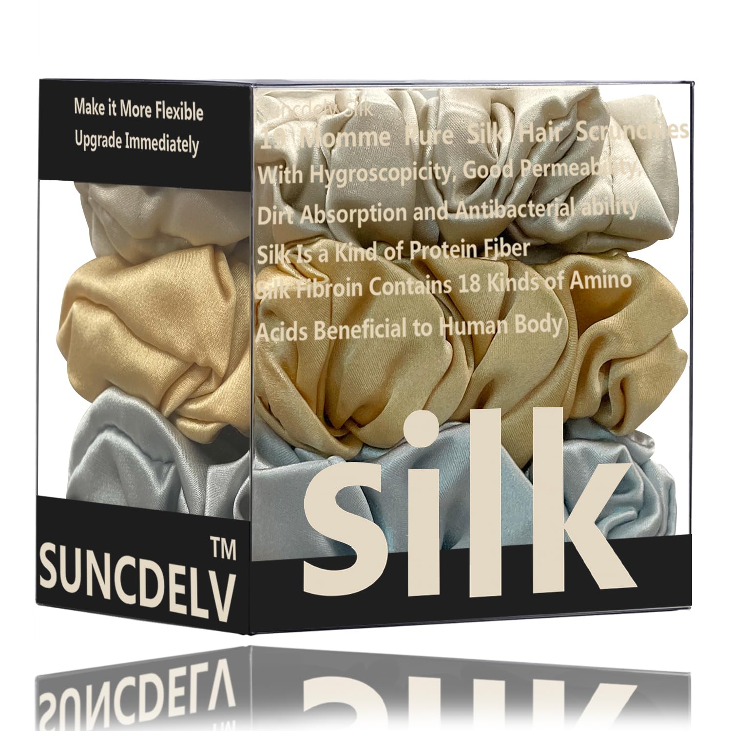Silk Hair Towel, Friction-Resistant, Amino Acid-Rich, Durable, Breathable (6PCS(Bean Paste, Rose Gold, Rice White))